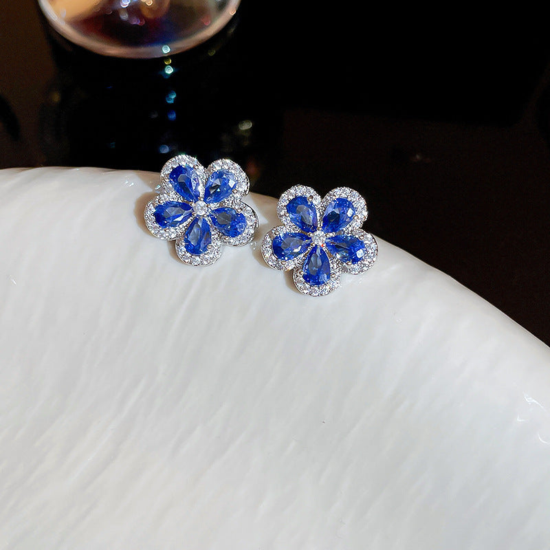 Wholesale Silver Needle Wrinkled Blue Irregular Metal Earrings